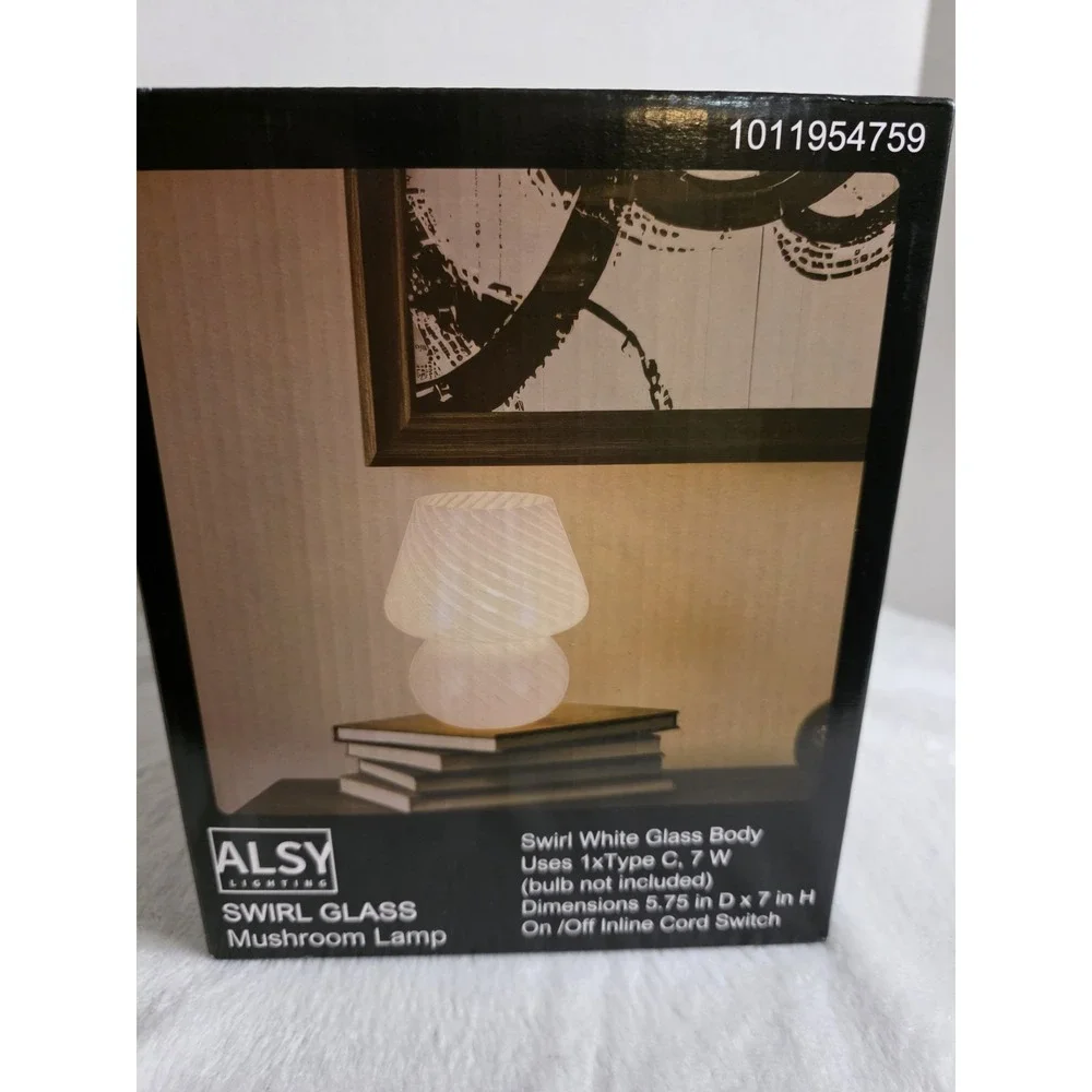 Alsy Mushroom Lamp Swirl‎ White Glass 7